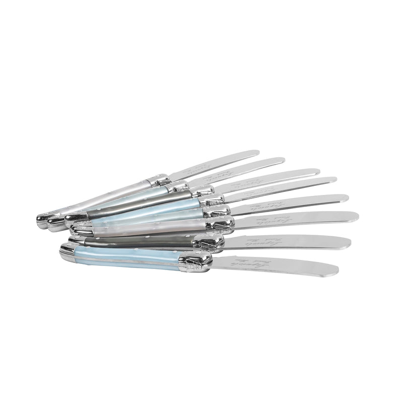 French Home Laguiole Spreader Set – 8 Piece Cheese & Butter Spreader Set with Mother of Pearl Handles – Elegant & Practical Charcuterie Tools (6.25")