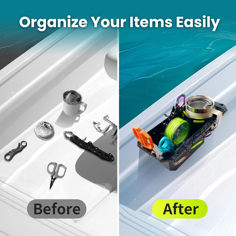 Gocozer Boat Cup Holder with Rubber Tab, Universal Boat Storage Organizer - 2 Ways Installation: Drill or Adhesive Black-2PCS