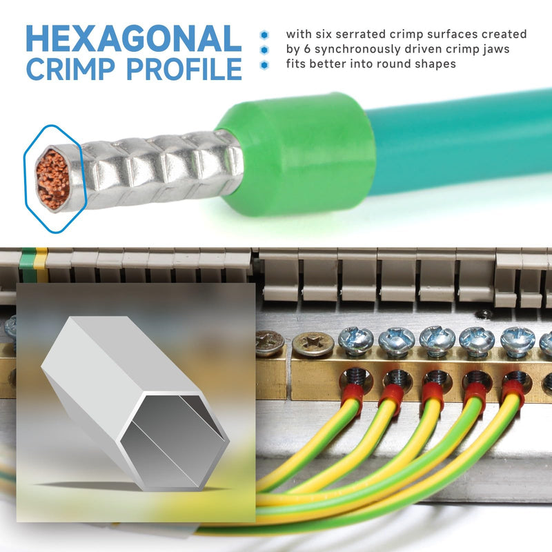 iCrimp Hexagonal Ratchet Crimper for End Sleeves and Ferrules 0.5-16mm2 AWG 20-5 Hexagonal AWG 20-5