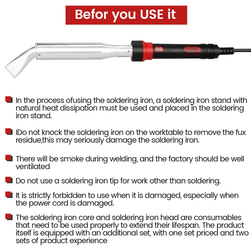 300W High Power Soldering Iron Kit 110V US Plug, Industrial Grade External Heating Soldering Iron with Replacement Tip, Heating Core & Stand for Metal Welding & DIY 300WWT