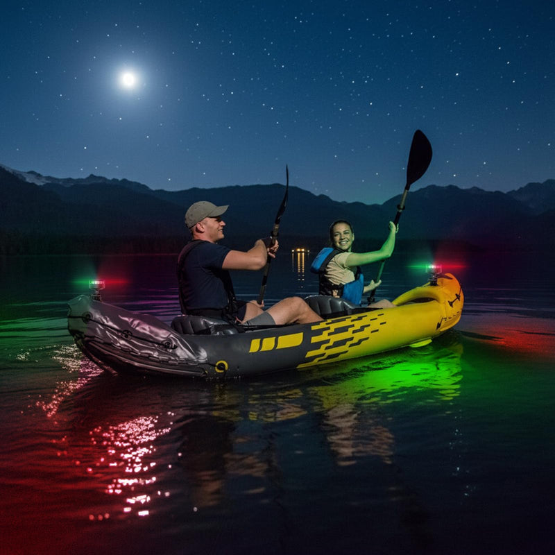 GOODSMANN Kayak Lights for Night Kayaking Portable LED Stern Light with Suction Cup Base Red & Green Lamp Battery Powered (3×AAA, Not Included)