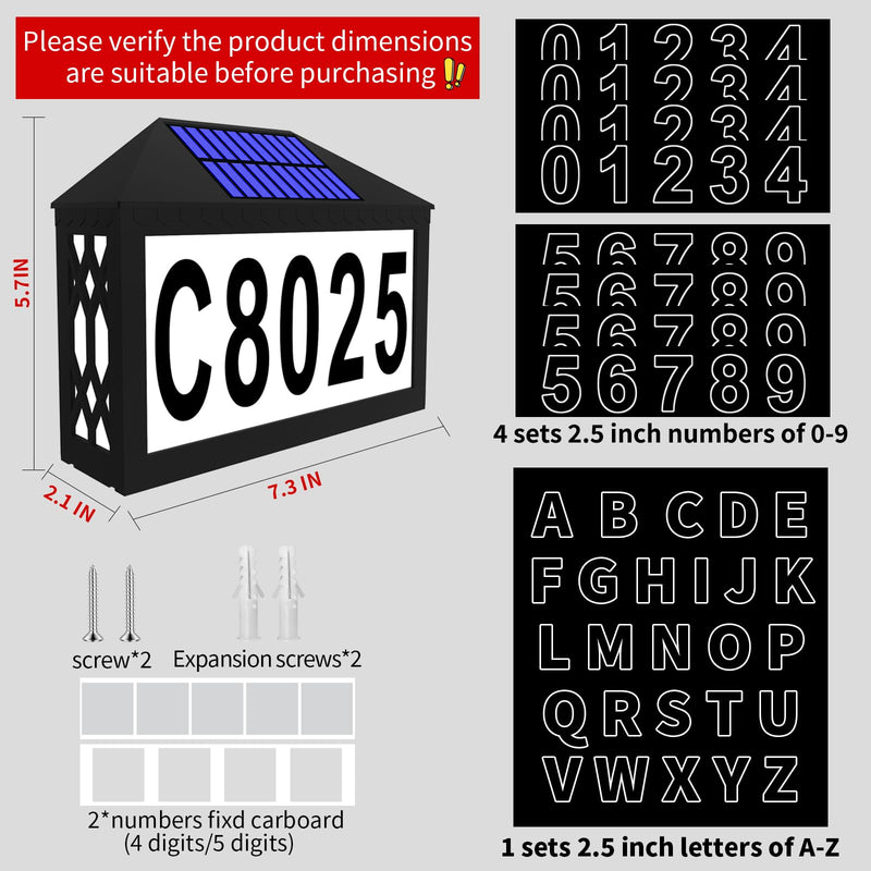 Solar House Numbers, Lighted Solar Address Number with Remote Control, Waterproof RGBW Color Changing, Address Sign Solar Powered for Street Yard Home Mailbox