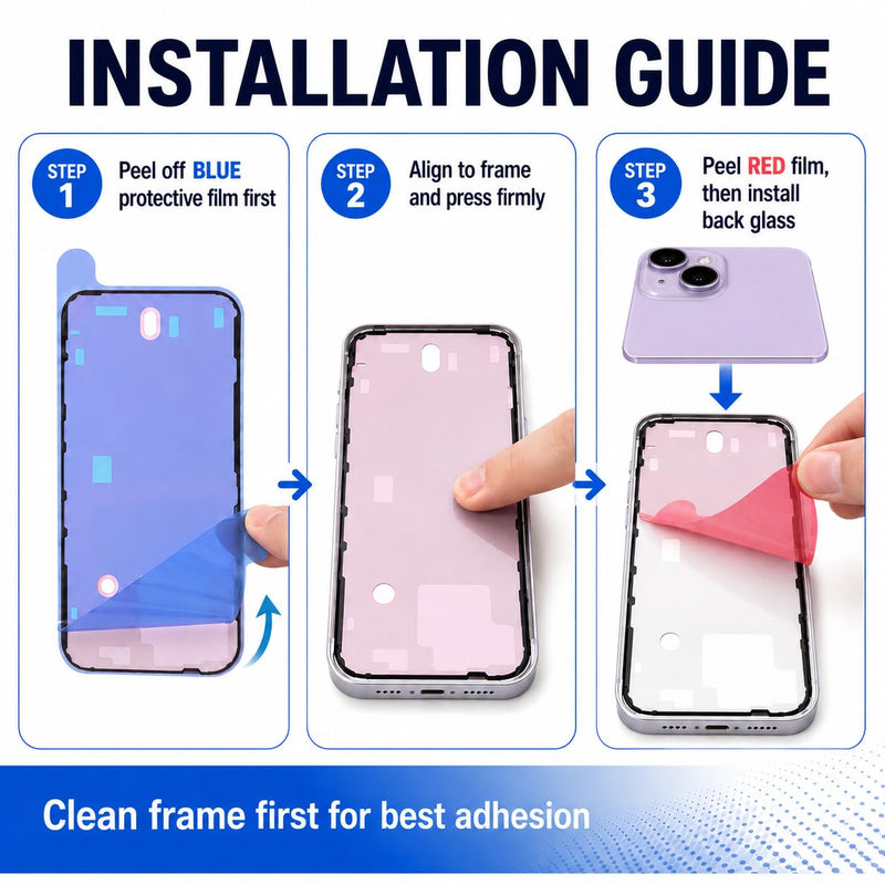 2-Pack Pre-Cut Back Glass Adhesive Seal Compatible with iPhone 14 Plus (6.7 inch) — Water-Resistant Dust & Splash Protection Seal