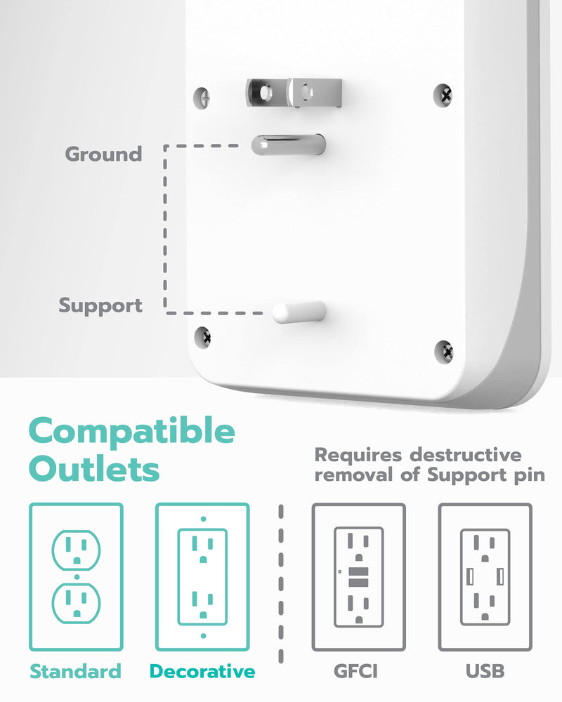 KMC 3-Outlet Wall Mount Surge Protector, 900 Joules, 4 USB 4.8 AMP USB Charging Ports, Phone Holder Cradle for Home, School or Office, ETL Certified (2 Pack) 2 PACK