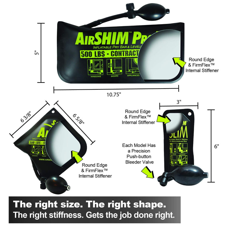 Calculated Industries 1134 AirShim Inflatable Pry Bars and Leveling Tools 3-pc Value Pack – Original AirShim, AirShim Pro XL, and AirShim Slim | Contractor-Grade Alignment Pump Wedges | Set of 3
