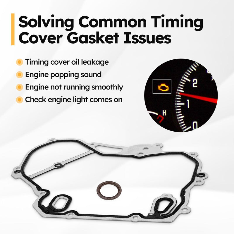 TCS46079 Timing Cover Gasket Set Compatible with 2.0L-2.4L Chevy Cobalt, Equinox, HHR, Malibu,Impala,Orlando,Captiva Sport/GMC Terrain/Buick Regal,Allure, Verano/Pontiac/Saturn Replace# 24435052