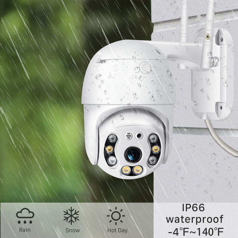 Pan Tilt Outdoor Security Camera, 1080P Home WiFi IP Camera, Pan Tilt Dome Surveillance Cam, Two Way Audio Motion Detection Clear Night Vision Onvif Waterproof CCTV Camera Support Max 128G SD 1 Count (Pack of 1)