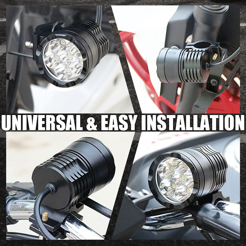  [AUSTRALIA] - Motorcycle Driving Lights 12-60V 40W 3600LM LED Fog Lights for ATV UTV Bike Car Truck Boat Forklift Waterproof LED Spotlights with 6 Light Beads High Low Strobe Beam Switch Universal (Black 2) Black 2