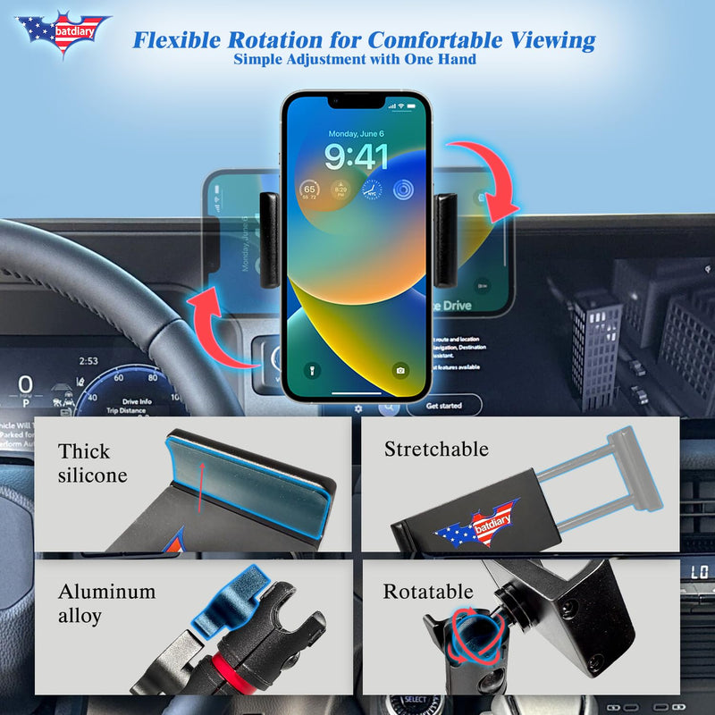 Land Cruiser 250 Phone Mount for Toyota Land Cruiser 250 2024-2025 Accessories|Aluminum Telescopic Phone Holder|Thick Case Friendly Car Mount for iPhone 16/15 Pro Max, Galaxy S24