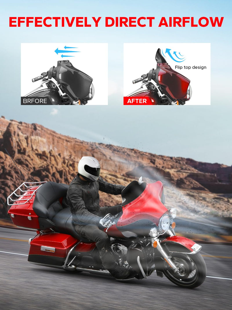 Amazicha Black 8" Wave Windshield Windscreen Compatible for 1996-2013 Harley Davidson Touring Street Glide/ Electra Glide/ Tri Glide FLHT FLHX FLHTK FLHTC FLHTCU 8"