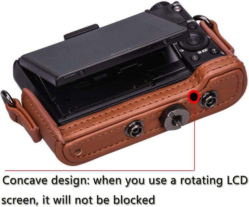 XEVN for Sony rx100 case,for Sony rx100 vi case,dsc-rx100 Mark ii,dsc-rx100 iii.dsc-rx100 iv,dsc-rx100 v RX100 vii m6 5a m3 Protective Leather Camera Case Bag with Camera Shoulder Strap Brown