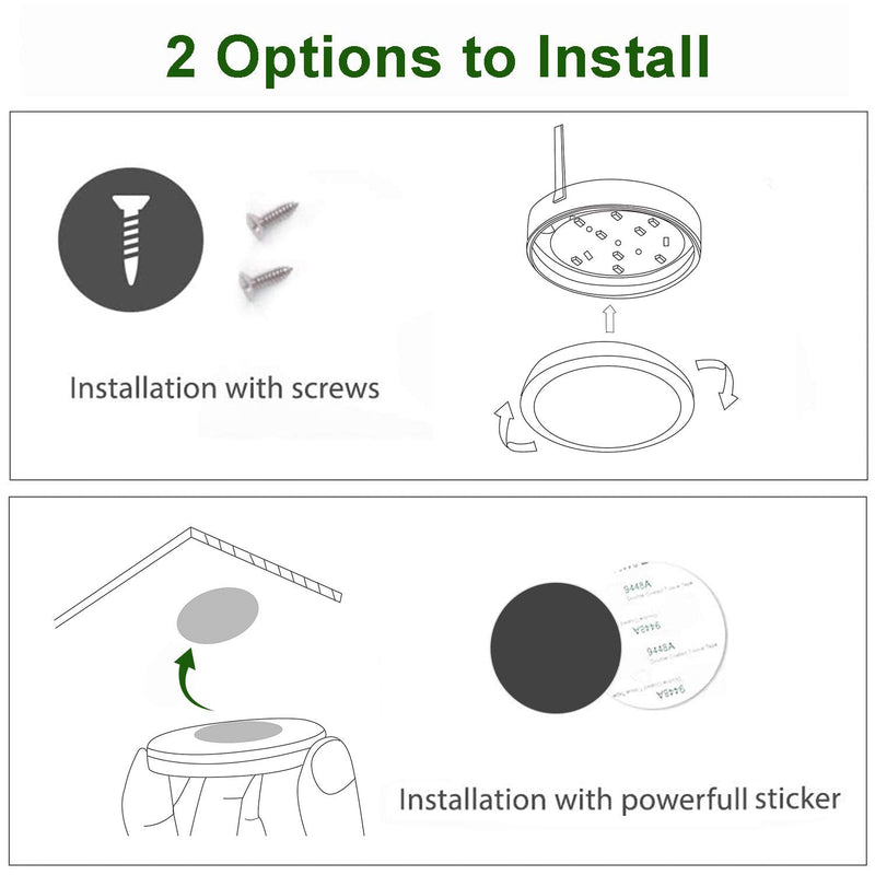 AIBOO Under Cabinet LED Black Cover Puck Lighting Kit with Touch Dimmer Switch for Kitchen Cupboard Closet Lighting (6 Lights,Warm White) 2700K Warm White