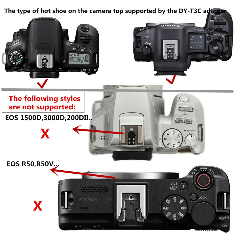 DY-T3C for Canon Camera Flash Hot Shoe Adapter Mount Top-Mounted Expansion Accessory: Multi-Flash synchronous Shooting with Cable Converter (DY-T3C 1PCS + PC Cable 1PCS) DY-T3C 1PCS + PC cable 1PCS