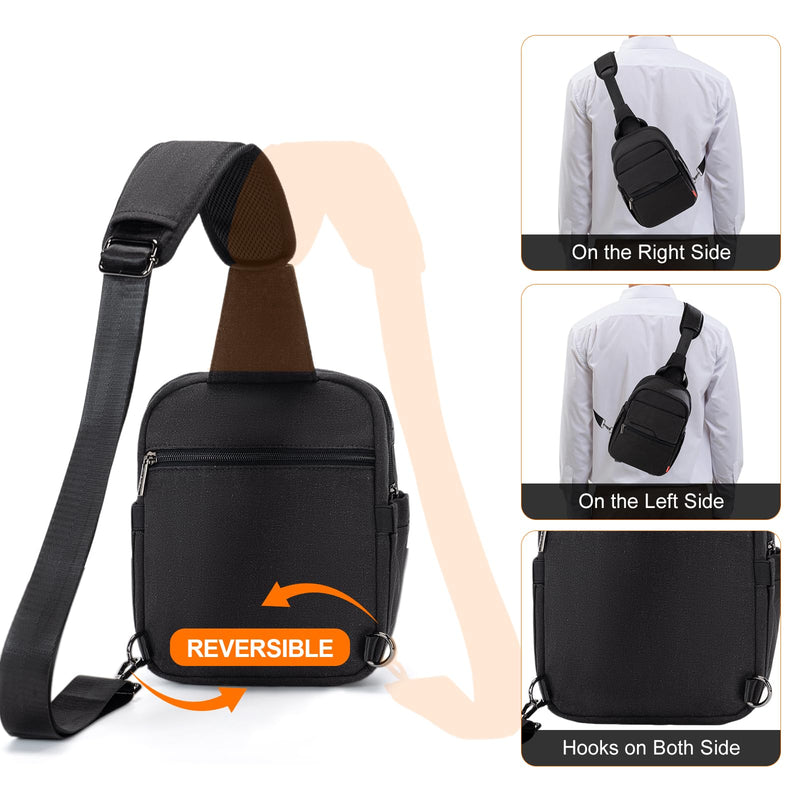 Cwatcun Large Camera Sling Bag, Crossbody Chest Bag with Tripod Holder | Fits 1body+2lenses +9.7"iPad +6.7"phone.Travel Photography Bag for Canon, Nikon, Sony, Fuji DSLR/SLR/Mirrorless Cameras, Lens Black