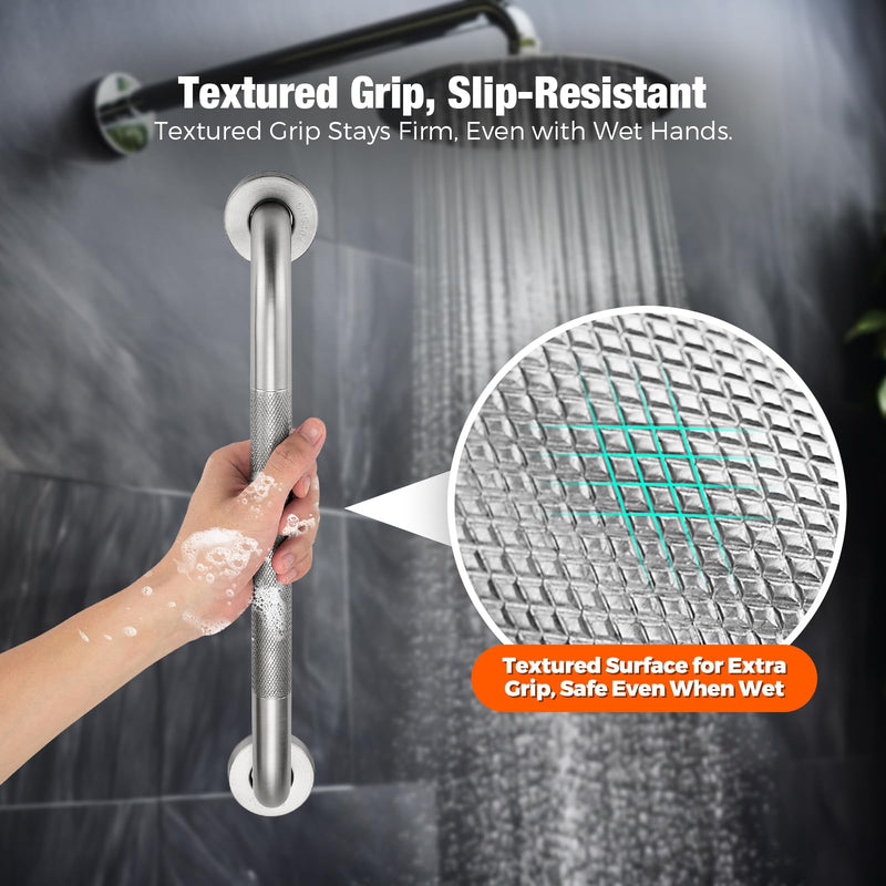 Grab Bars for Shower 2 Pack 18-Inch, Stainless Steel Anti-Slip Safety Shower Handle for Elderly Bathroom Wall Support Handicap Handicap Grab Bars for Seniors, Brushed Nickel 18 Inches
