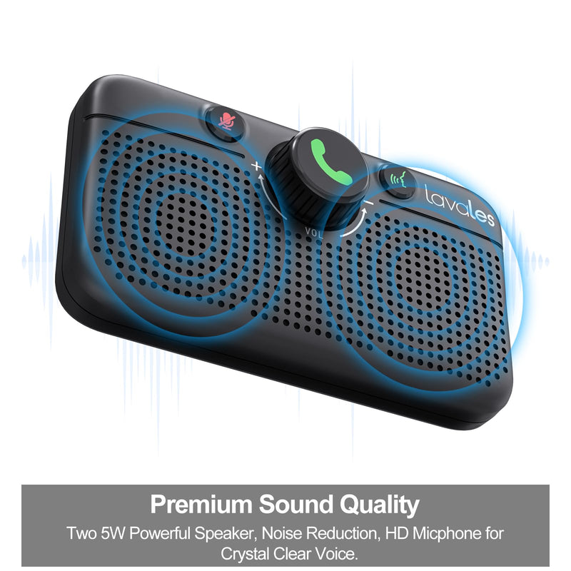Bluetooth 6.0 Car Speaker, Handsfree Wireless Speaker Kit | for Cell Phone, Support Siri & Google Voice Assistant, Motion Auto On, Wireless Audio Car Kit Speakerphone with Visor Clip