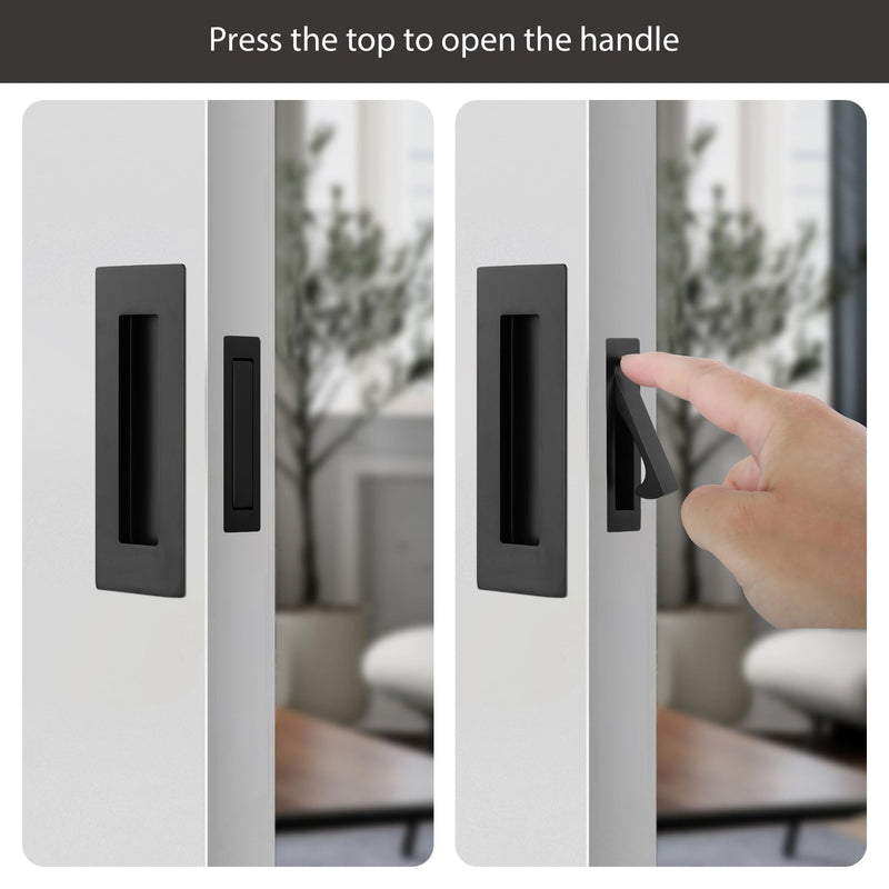 Malimali 6 Inch Recessed Finger Flush Pulls for Pocket Door Closet Door, Sliding Barn Door Handle, Matte Black Stainless Steel Rectangular Door Edge Pulls Hardware(3 Pack A) Stainless Steel Black (3 Pack A)