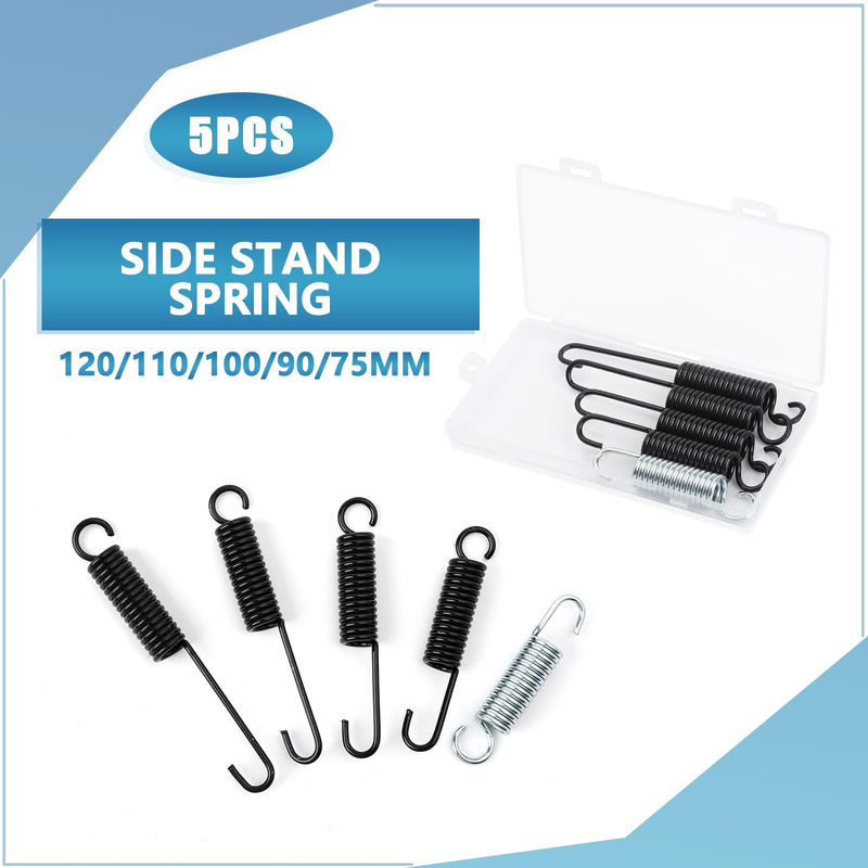 5Pcs Motorcycle Side Stand Spring in Heavy Spring Steel Material,Overall Length 75mm 90mm 100mm 110mm 120mm Fit for Most Motorcycle Mopeds Scooter E-bike