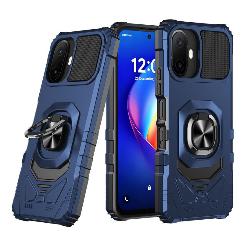 for TCL NXTPAPER 70 Pro Phone Case with Tempered Glass Screen Protector,Military Grade Heavy Duty Shockproof Protective Cover,with Ring Kickstand (Blue) Blue for TCL NXTPAPER 70 Pro