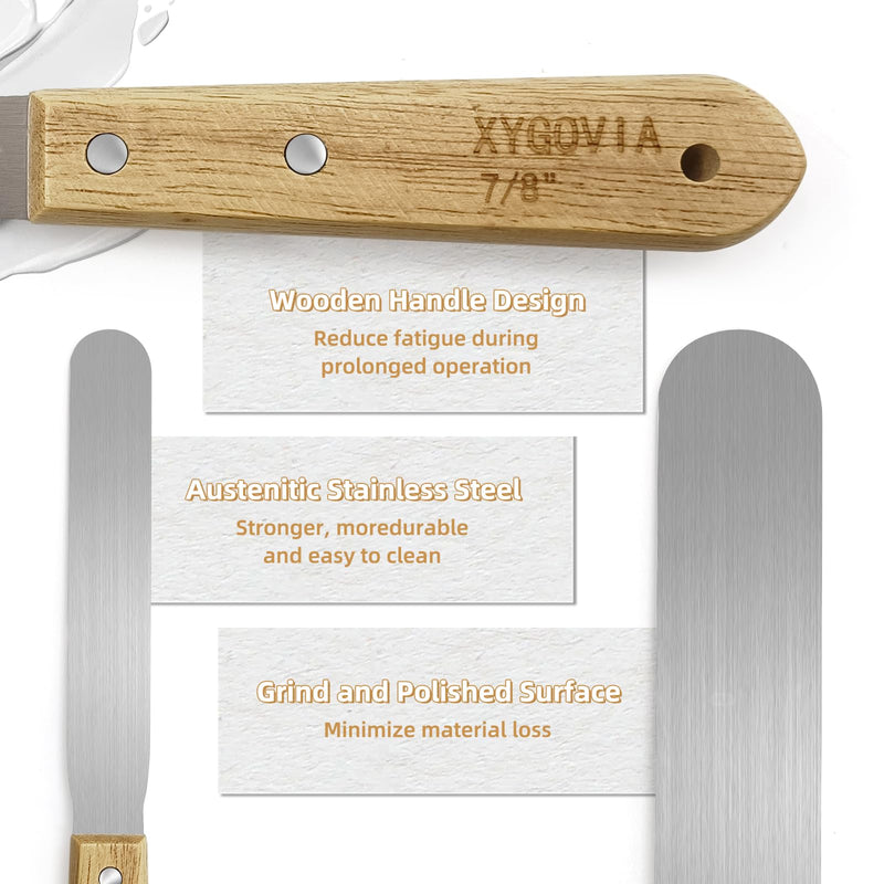 7-piece Caulking Spatula with Wooden Handle, Professional Stainless Steel Caulk Tool Set Finishing Tools, Streamline Spatulas for Caulk Application 7PCS