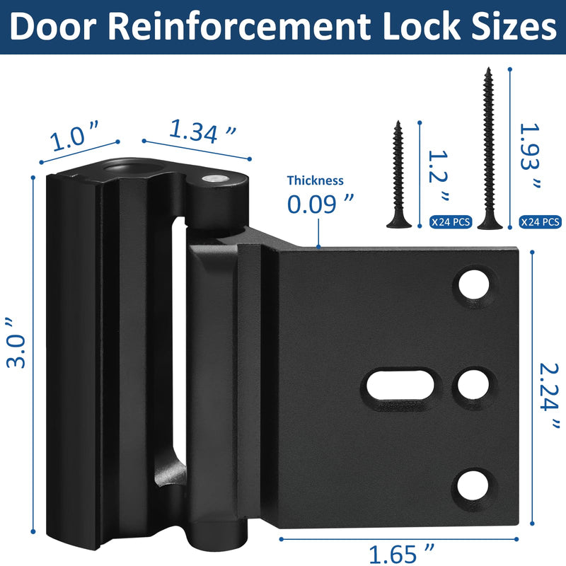 6 Pieces Home Security Door Reinforcement Lock, Door Locks for Kids Safety Front Door, Child Proof Door Lock Latch from Inside, Withstand 800lbs of Force Prevent Unauthorized Entry, Black 6