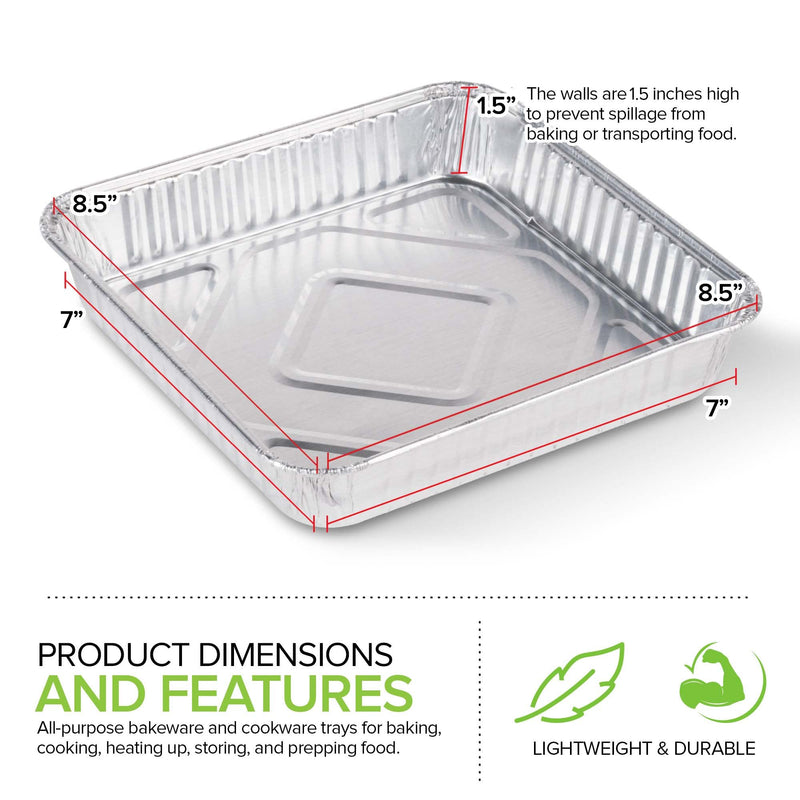 Stock Your Home 9x9 Aluminum Foil Pans - 8.75" L Rim (30 Pack) Square Tins for Toaster Oven- Cooking Lasagna, Casserole, and Doing Food Prep - Disposable Baking Pan for Cake or Brownie Dish 30