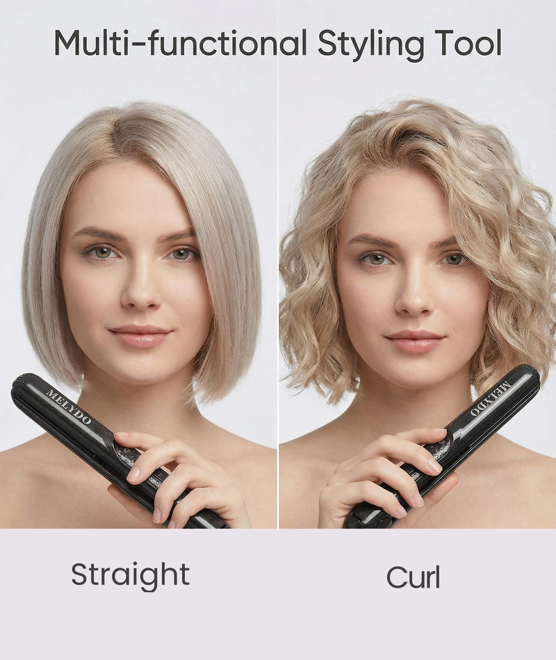 Mini Hair Straighteners, Ceramic Mini Straightener for Short Hair/Bangs, Travel Hair Straighteners Dual Voltage, UK Plug(Black) Black