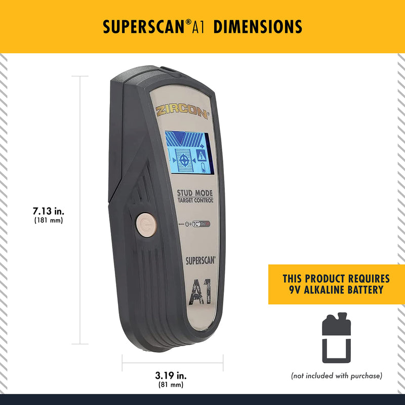 Zircon SuperScan A1 Advanced Stud Finder with Target Control and StudScan Mode
