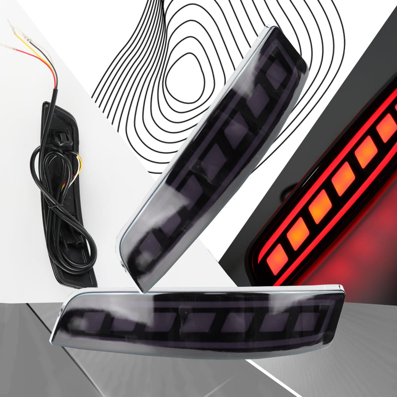 LED Rear Bumper Reflectors Light Fog Brake Tail Lamps Compatible with Lexus ES350 ES300h 2013-2018, 2013-2020 GS200t GS350 GS460 OEM Stock Reflector Turn Signal Side Marker Light (BLACK) BLACK