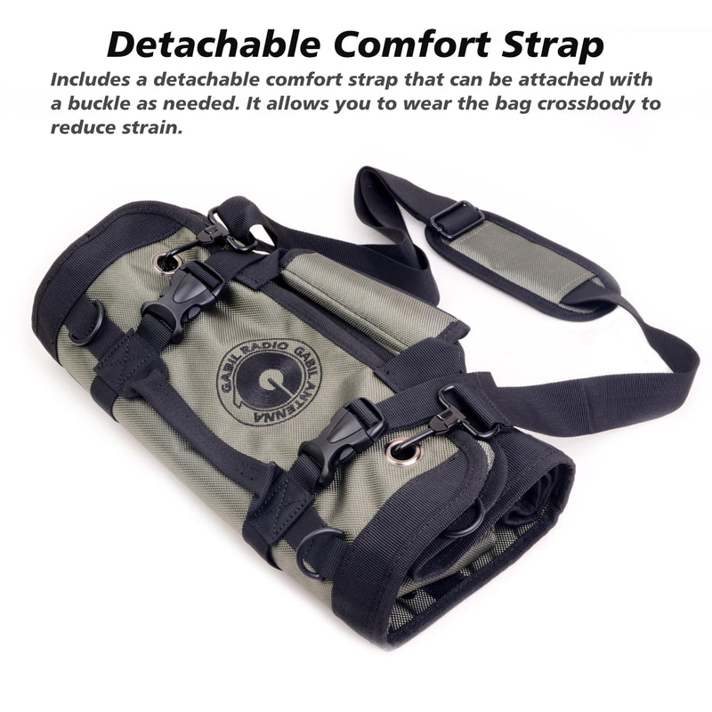 Gabil Antenna Roll Bag for Ham Radio – GR-ARB01 Brown | 1680D Water-Resistant Organizer for Coils, Whips, Tools | Lightweight, Durable, Modular Pockets