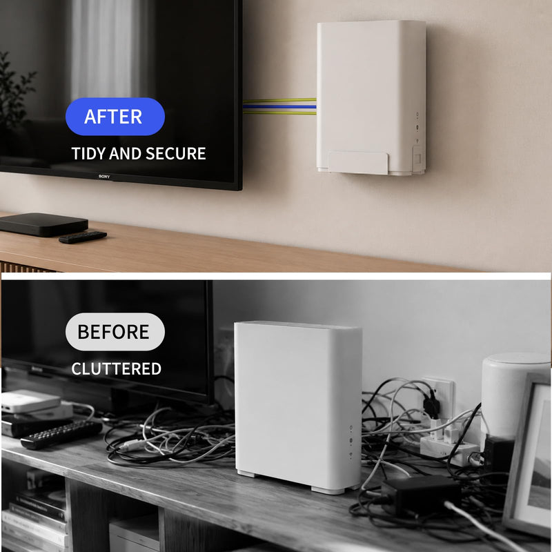 Wall Mount Bracket for Google GFiber Wi-Fi 6E Router (GR6EXX0C) – Metal Wall Mount Holder for GFiber Wi-Fi 6E Router, Easy to Install with All Mounting Hardware Included (White Holder Only)