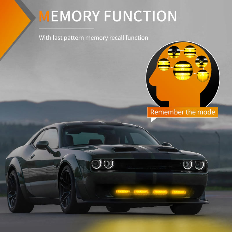 Nilight 4PCS 6LED Amber Emergency Strobe lights 12V 24V Surface Mount Flashing Warning Hazard Light Ultra Slim Sync Feature Grille for Cars Trucks Van Off Road Vehicles SUV