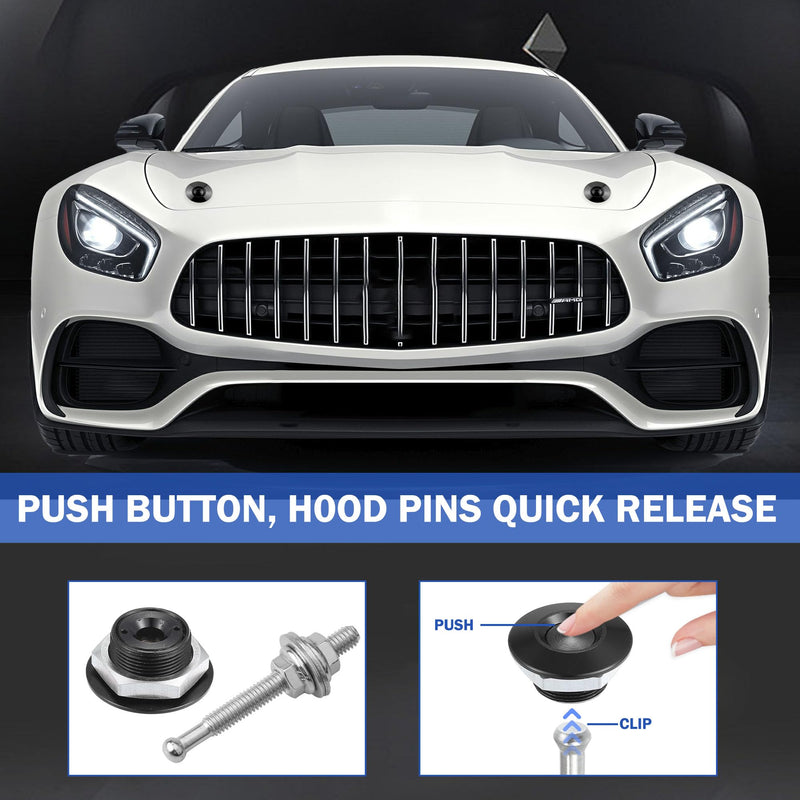 1.25 Inch Universal Stainless Steel Vehicle Hood Pins, Universal Bumper Quick Release Clips for Car, Push Button License Plate Lock - 8 PCS (Black)