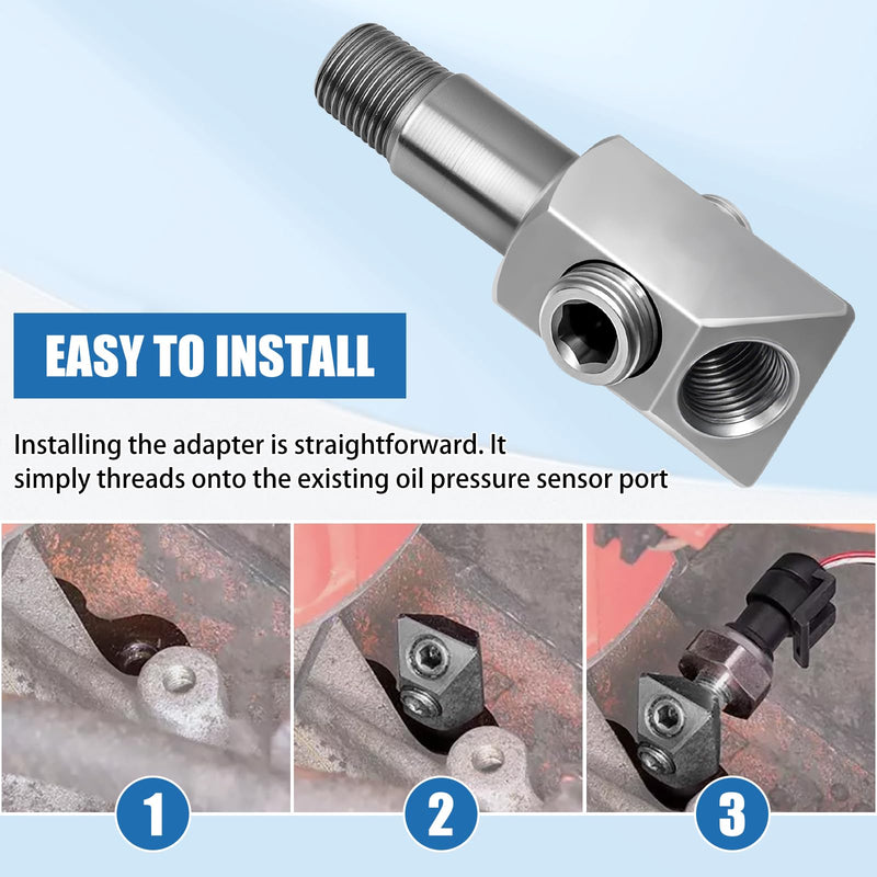 Oil Pressure Sensor Adapter 1/8-27 NPT Port Thread Plugs for Chevy/GM Small Block Engine