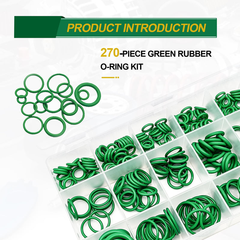 Car A/C Repair Kit, 270PCS O-Ring Set + 102PCS Car Air Conditioner Valve Core Kit with Double Head Install Tool, A/C R12 R134a Refrigeration Tire Valve Stem Cores, O-Ring Seals Kit