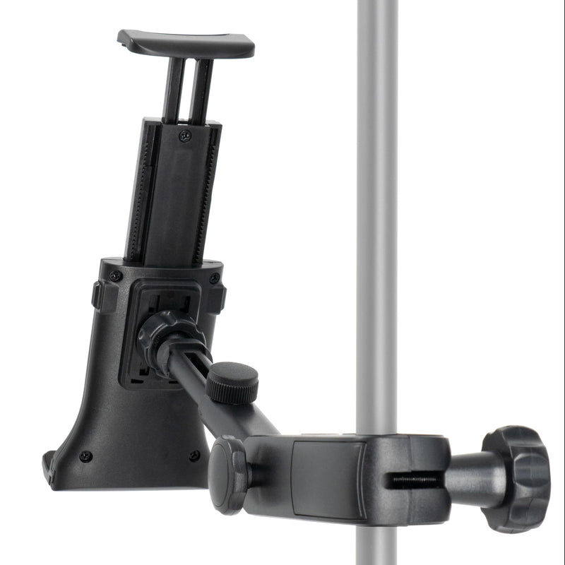 Universal Tablet Mount for Microphone & Music Stands - Telescopic & Adjustable Holder for iPads, iPhones, and Android Devices - Fits 4.7" to 13.5" Screens for Musicians and Performers