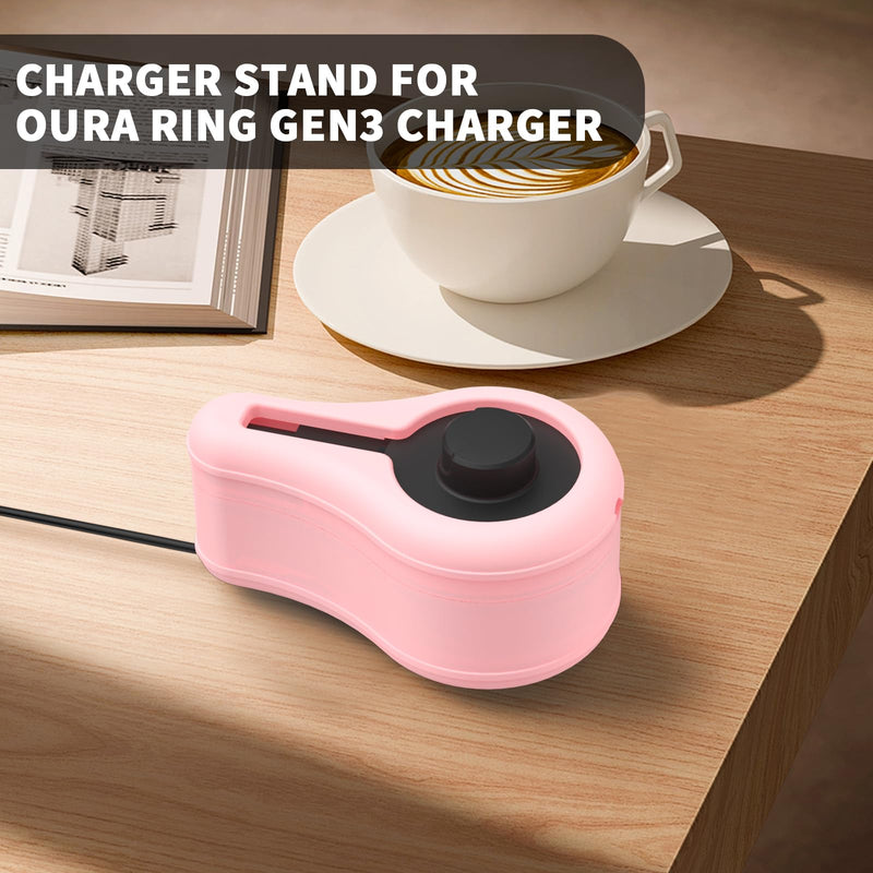 Silicone Charger Protector Cover for Oura Ring Gen3 Charger, Stand Case Compatible with Oura Ring Charger Size 6/7/8/9/10/11/12/13, Charing Dock Station Holder for Oura Ring Gen3 Charger (Pink) Pink