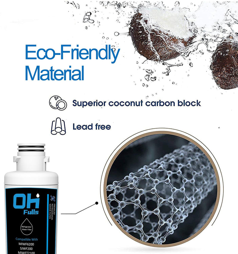 MIWF6200 Water Filter Replacement, Compatible with Midea MIWF6200, Sharp SJWF200, SJG2254FS, Thor Kitchen WF200, MIWFT2100, MRS26D5AST, MF-2008-R2, RFM-W-36, 2-Filters Included