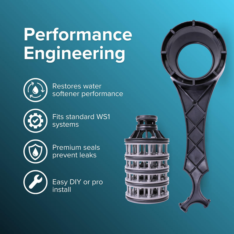 Clack WS1 Water Softener Maintenance and repair Kit - Genuine OEM V3193 Service Wrench & V3005-02 Seal Stack Spacer Assembly Bundle Sealcage Wrench