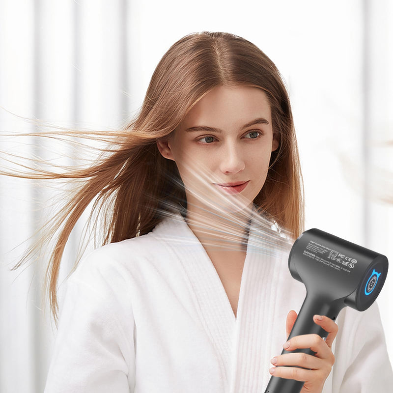 BQSS Hair Dryer 200M Negative Ions, 110,000 RPM Brushless Motor | High-Speed Brushless Motor Blow Dryer With 57db Low Noise, Fast Drying, Travel-Friendly, Suitable For Men And Women Dark Gray