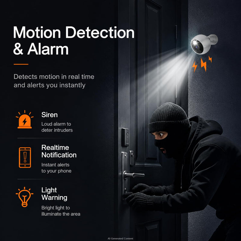 Security Cameras Wireless Outdoor, 2K Camera for Home Security | Battery Camera, Indoor Camera, Color Night Vision, 2.4G WiFi, 2-Way Talk, Siren Alarm, AI Motion Detection, 2 Pack White-2 Pack