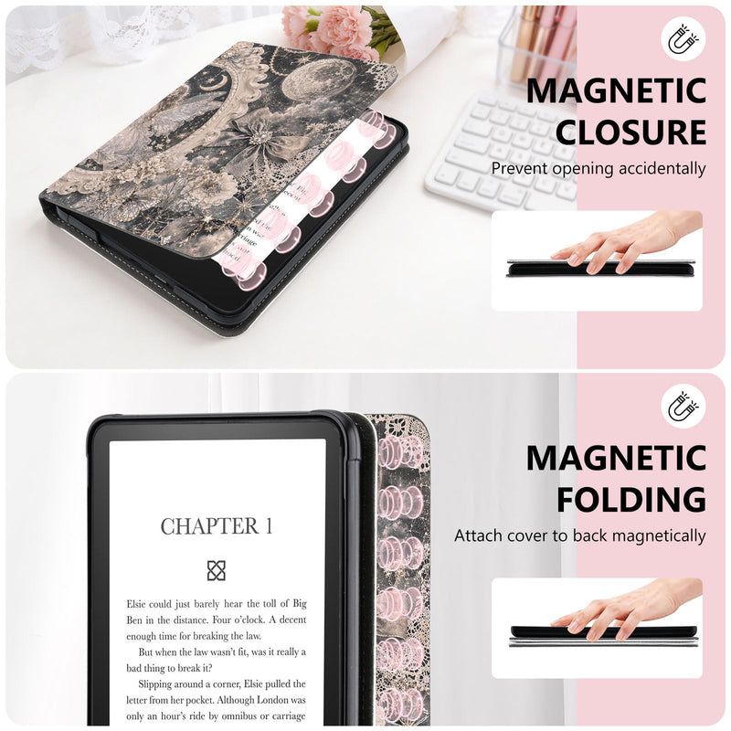 Stand Case for 6" All-New Kindle 11th Gen Gothic Retro Fairy | Slim Cover for Kindle 11th Generation 2024/2022 with Hand Strap | Leather Premium PU Protective Case with Auto Sleep/Wake 6" Kindle 11th Generation