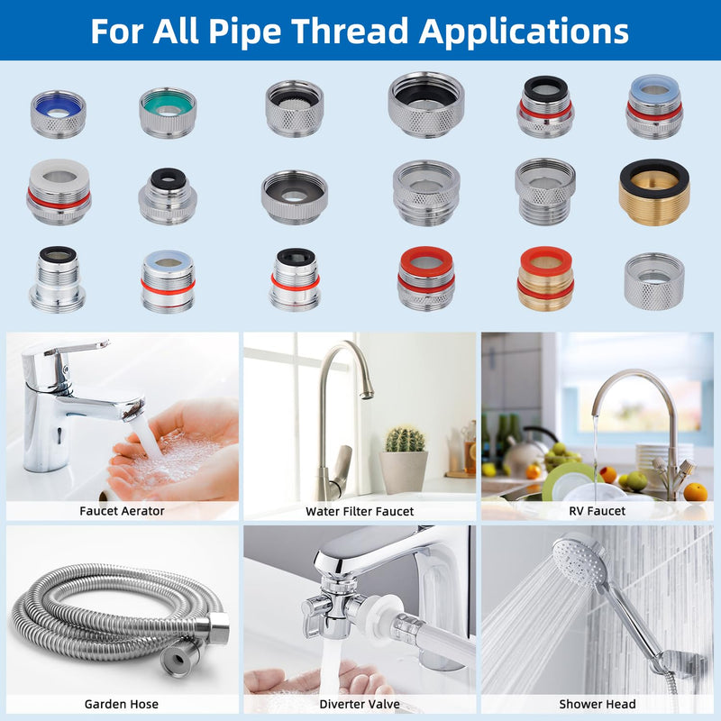 18pcs Faucet Adapter Kit - Brass Faucet Aerator Adapter Set Male Female Sink Faucet Adapter Converter to Garden Hose, Standard Hose in RV, Apply on Both Removable and Insert Aerator 18 pcs set