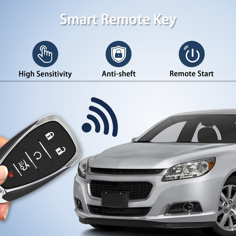 Key Fob Fit for 2016-2022 Chevy Malibu, 2016-2019 Cruze, 2016-2021 Camaro | HYQ4EA 433MHz Replacemt Key Fob 5 Button w/ Trunk Remote Start Replaces 13508769 13529662 13590048 13589533 13584497 46E Chip