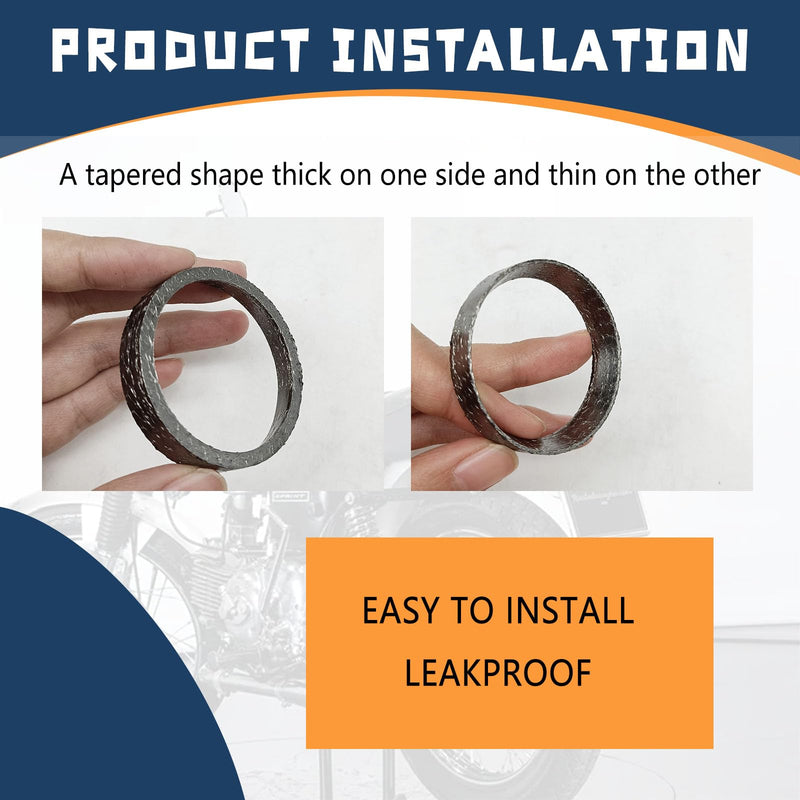 2PCS Cone Exhaust Gasket, Made of Graphite and Steel, Compatible with 1984-Later Most Harley Davidson Touring, Sportster, Bikes, Softail, Dyna, etc.