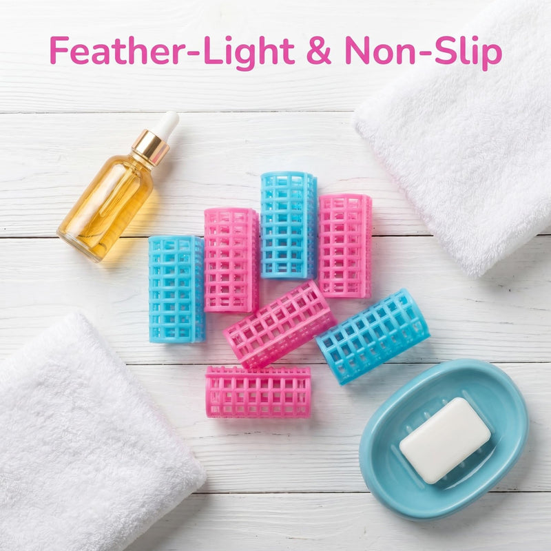 Frcolor Plastic Hair Roller DIY Hair Styling Tools Self Grip Styling Roller for Women,12pcs(Random Color)