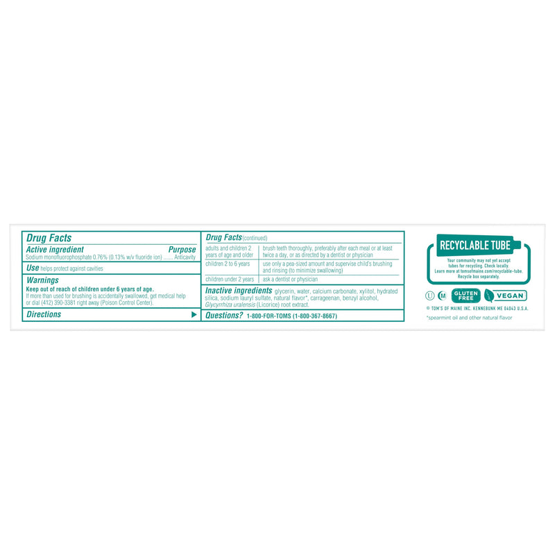 Tom's of Maine Natural Wicked Fresh! Fluoride Toothpaste, Spearmint, 4.7 oz. 2-Pack