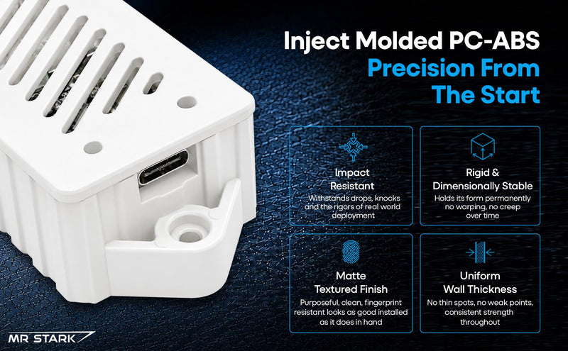 Premium ESP32 Computer Case, 2-Pack, Inject Molded, Passthrough (White) | Ventilation Slots, Mounting Ears, Snap-On Lid, PC-ABS Material, Fits ESP-WROOM-32 30-Pin