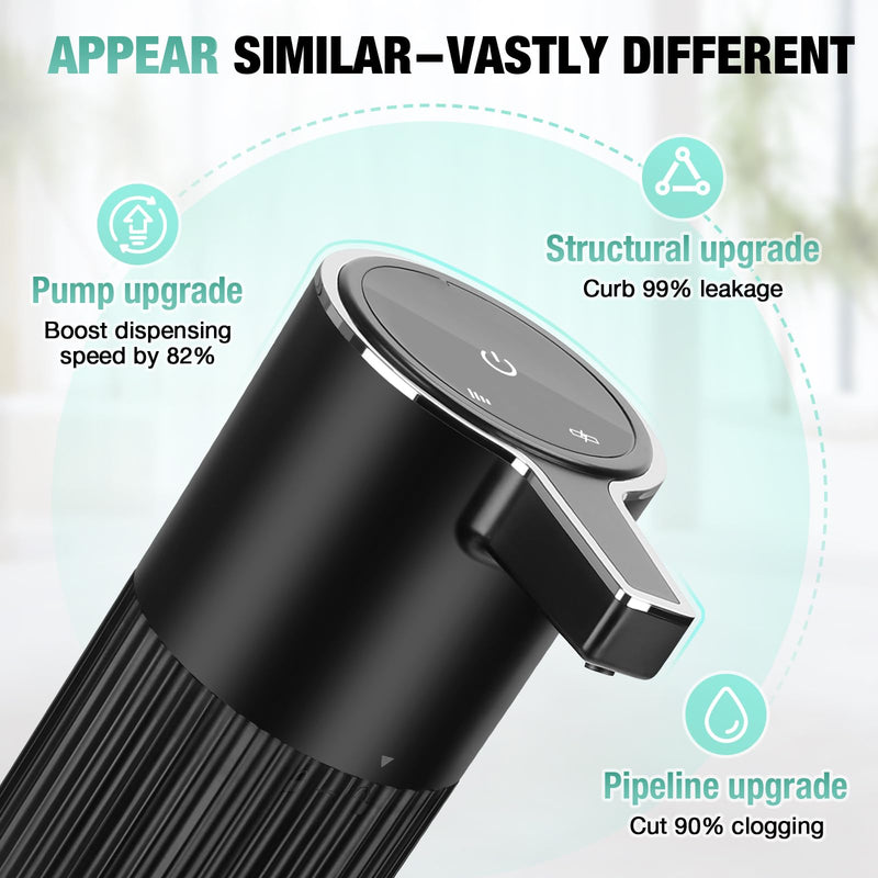2 Pack Automatic Soap Dispenser: 14oz Plastic - Foaming Touchless 4 Level Adjustable Wall Mount Foam Black Rechargeable Electric Auto Smart Soap Dispenser Set - Bathroom Kitchen Hand Dish Lotion 2 Pack Black