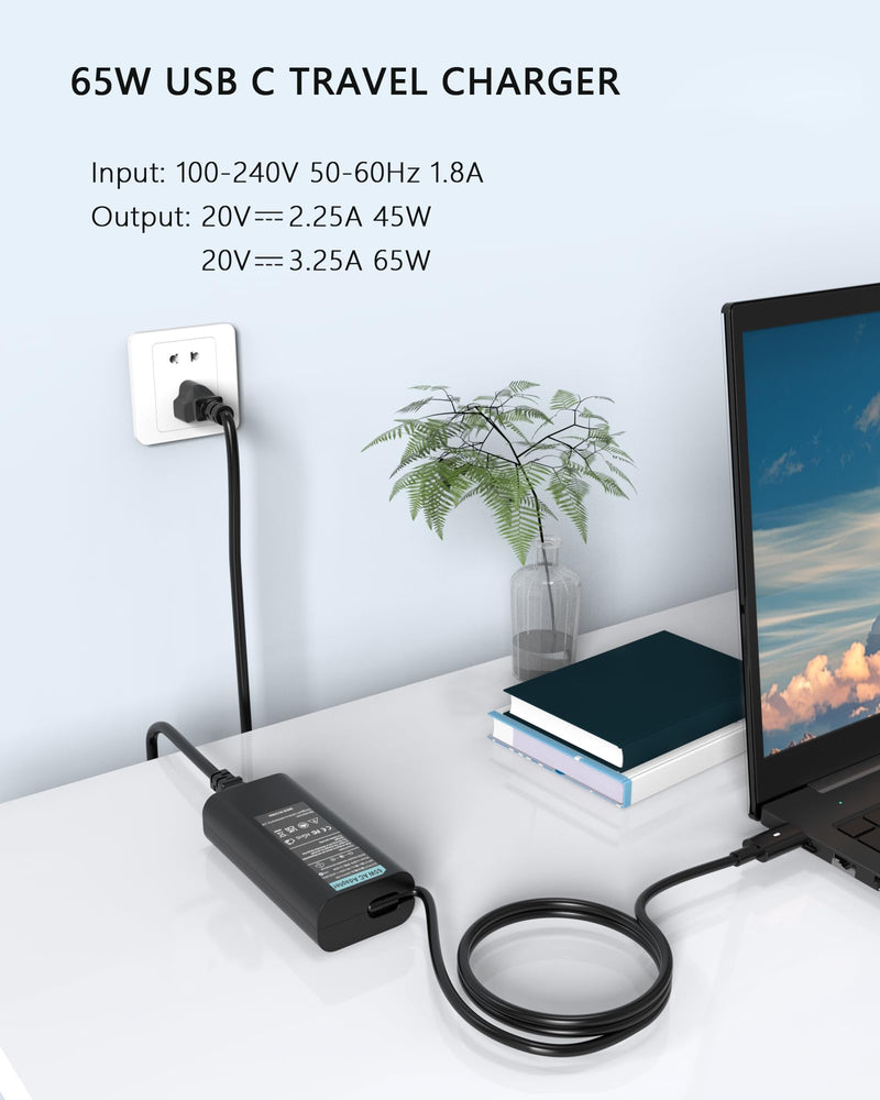 65W USB C Power Adapter Compatible with Dell Laptops | for Latitude 5420 5430 5440 5450 5520 5530 5540 5550 7420 7430 7440 7450 3550 3540 3450 3420 Chromebook 3100 XPS 9250 9350